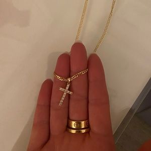 Gold and Silver Cross Pendant Necklace